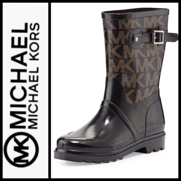 michael kors logo mid rain boots